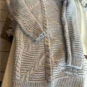 Cozy Gray Cable Knit Kids Dress